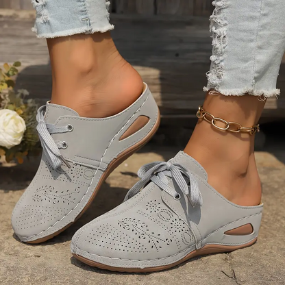 Summer Sale 50% Off❤️Women’s Summer Comfort Orthopedic Mule Sandals,  Slip-On, Round Toe with Lace-Up Design