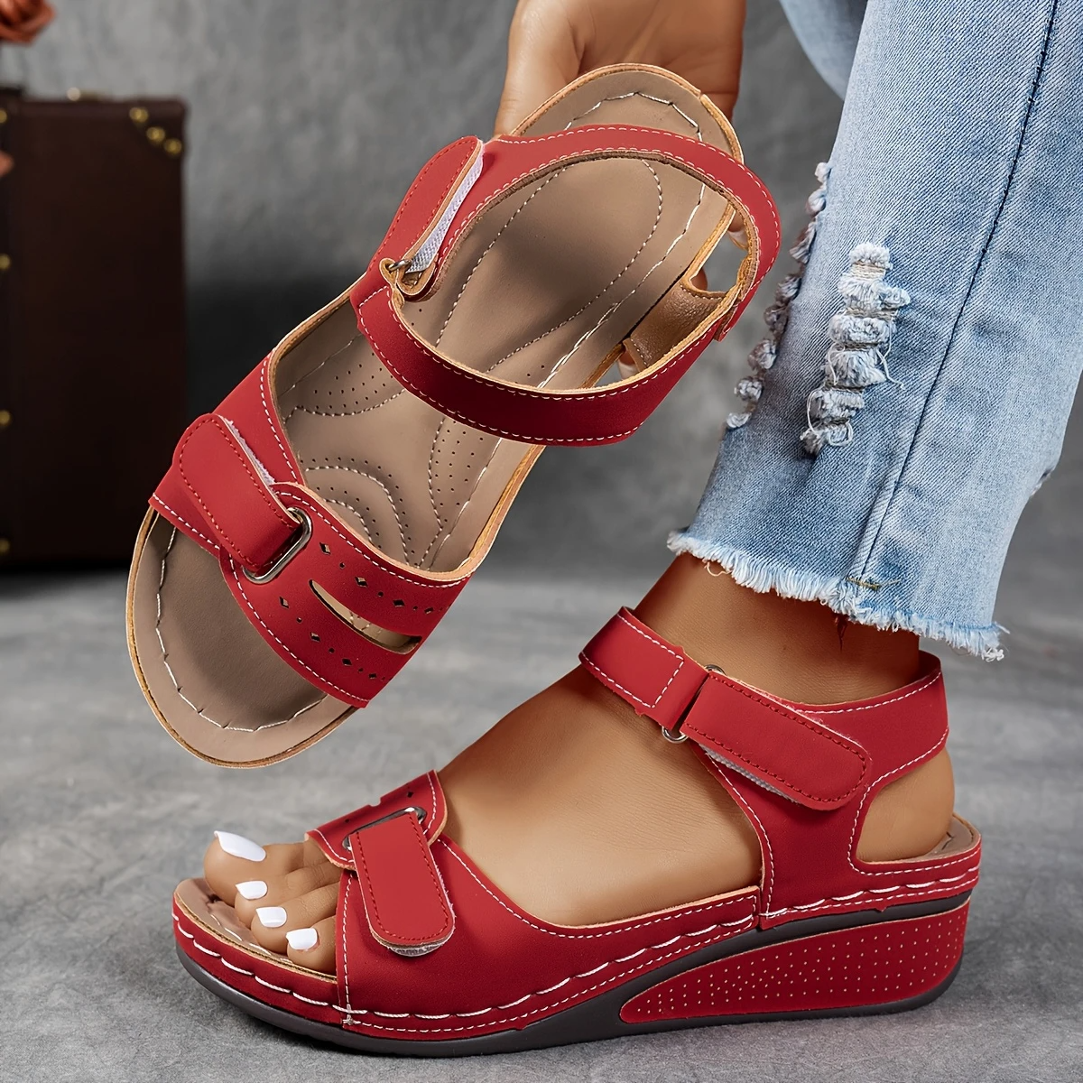 Last day Promotion 49%❤️ Women's Wedge Platform Sandals with Adjustable Strap