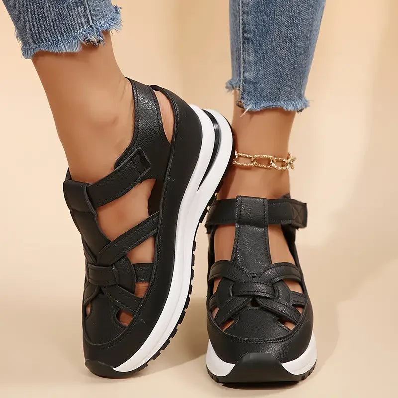 Women’s Soft Adjustable Sandals – Hook & Loop, Comfort Fit for Wide & Narrow Feet