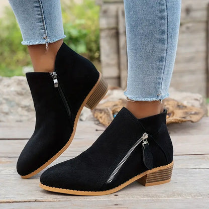 LAST DAY 50% OFF❤️ Women’s Comfort Walking Ankle Boots – Low Heel, Zipper Closure, Orthopedic Arch Support