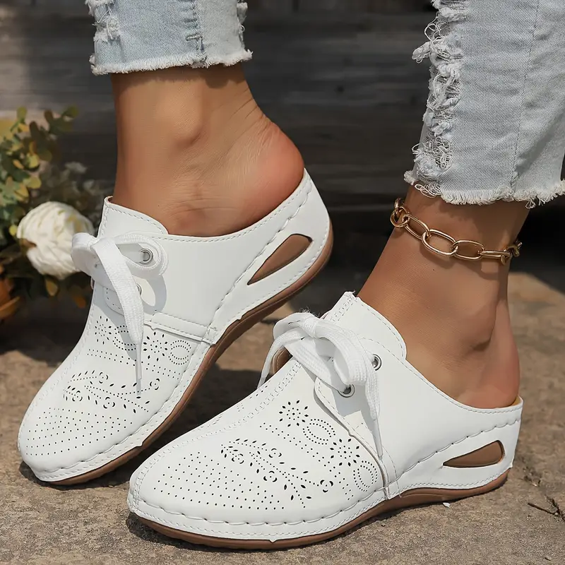 Summer Sale 50% Off❤️Women’s Summer Comfort Orthopedic Mule Sandals,  Slip-On, Round Toe with Lace-Up Design