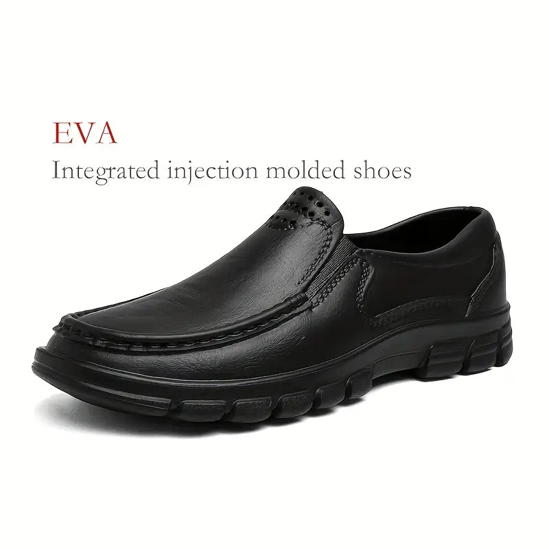 Men’s Black EVA Slip-on Work Shoes - Comfortable Chef Shoes for Driving and Office Use, All-Season Casual Footwear