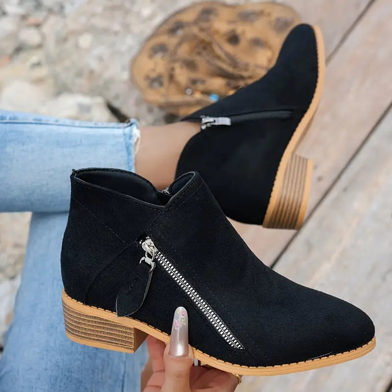 LAST DAY 50% OFF❤️ Women’s Comfort Walking Ankle Boots – Low Heel, Zipper Closure, Orthopedic Arch Support