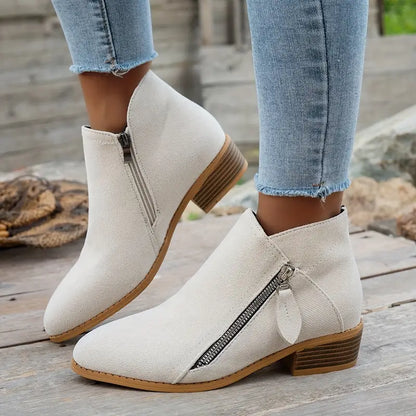 LAST DAY 50% OFF❤️ Women’s Comfort Walking Ankle Boots – Low Heel, Zipper Closure, Orthopedic Arch Support